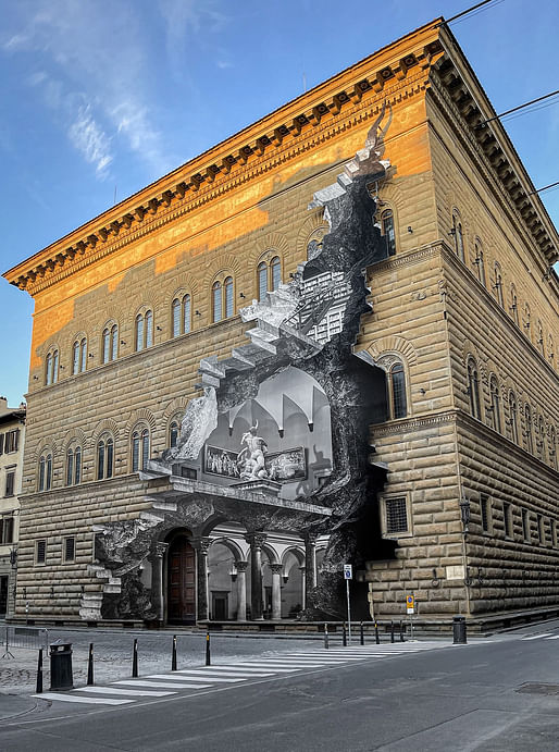 JR's <em>La Ferita (The Wound)</em> at the Palazzo Strozzi in Florence. Photo: JR.
