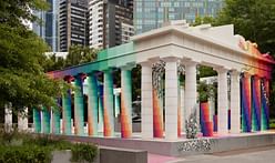 ‘Temple of Boom’ adorns Parthenon replica with optical illusions and floral motifs