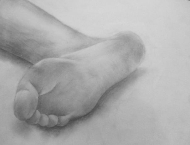 Foot Pencil Drawing Size: 14in x 11in