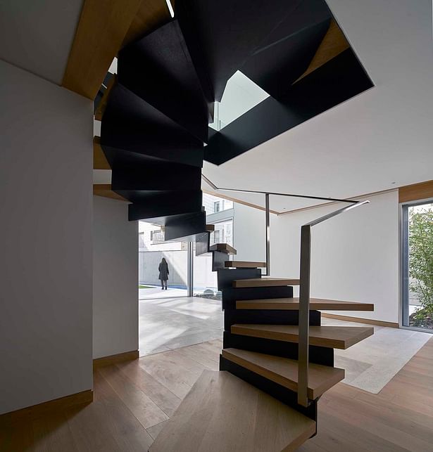 Stairs designed inside one of the houses Photographer: Alfonso Quiroga