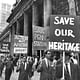 Protesters in front of Pennsylvania Station on Aug. 2, 1962. (Eddie Hausner/The New York Times)