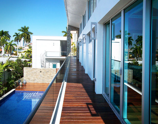 Exterior balcony, pool deck below