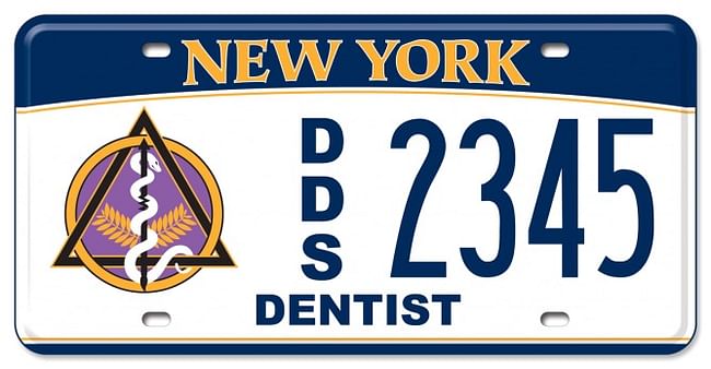 Doctor of Dental Surgery custom plate. Image via dmv.ny.gov