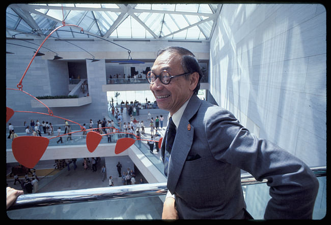 I.M. Pei, who designed the gallery's East Building, on the structure's original opening day, June 1, 1978. Photo © Dennis Brack/Black Star. National Gallery of Art, Washington, Gallery Archives