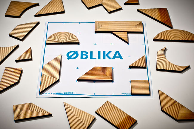 OBLIKA is a puzzle composed of 22 geometric wooden pieces designed by Jonathan Dorthe of Atelier-D. Photo courtesy of Atelier-D.