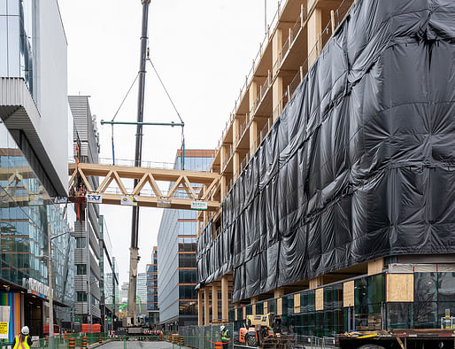 Related on Archinect: <a href="https://archinect.com/news/article/150348052/mass-timber-pedestrian-bridge-rises-at-toronto-s-george-brown-college">Mass timber pedestrian bridge rises at Toronto's George Brown College</a>