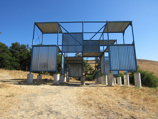 The Stick Structure was originally constructed to be used as a life size structural stability model in which students could learn about load flow and stiffness of different structural configurations. Poly Canyon Architecture Design VIllage, San Luis Obispo. Image via flickr @leiris202.