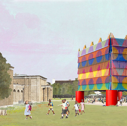 Pricegore and Yinko Ilori, 'Colour Palace in context,' rendering, 2018. Courtesy of Dulwich Picture Gallery, London. From the 2018 Graham Foundation Organizational Grant to Dulwich Picture Gallery for the exhibition 'Colour Palace, Dulwich Pavilion 2019'.