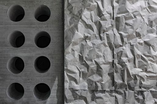 A close-up shot of crinkle concrete. Image © Richard Barnes