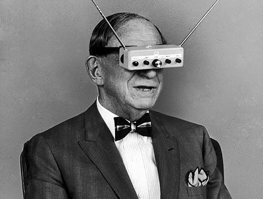 Hugo Gernsback with his TV Glasses during a LIFE magazine photoshoot in 1963. 