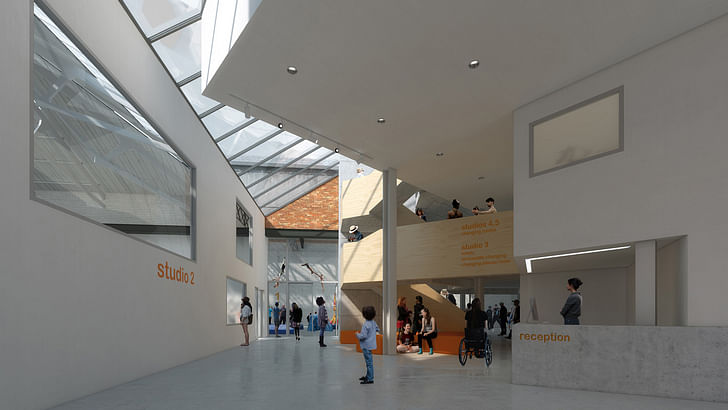 Rendering of Briggait Creation Centre's foyer, courtesy of Collective Architecture.