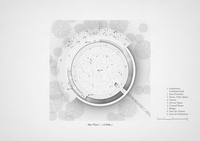 Reminiscence: Return to the Nature. Site plan. (+15.00m). Image courtesy of Sunggi Park and Hyemin Jang.