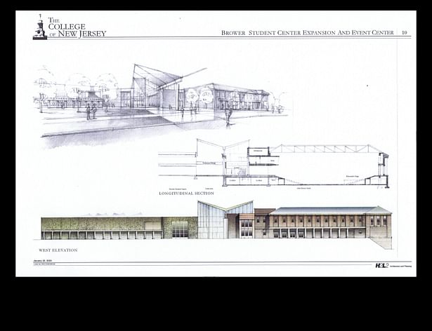 Perspective of Entry Area, Elevation and Section