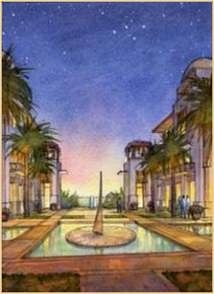 View of Sundial Court - Watercolor