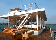 A modern floating barge designed to be used as a restaurant / party joint in Goa, India