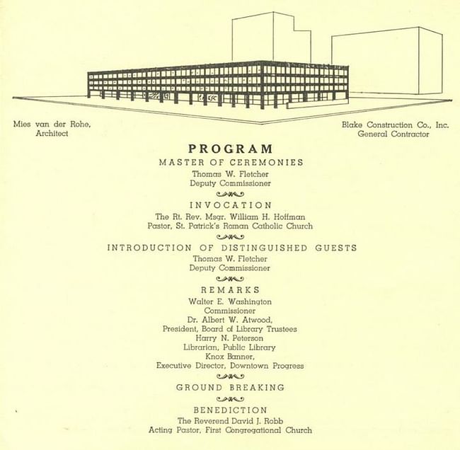 The program from the groundbreaking via Martin Luther King Jr. Memorial Library
