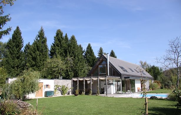 House A, exterior, courtyard view