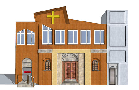 EXTERIOR CHURCH RENDERING.