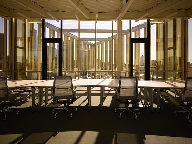 3rd floor boardroom enjoys the western exposure and access to the protected outdoor deck. 