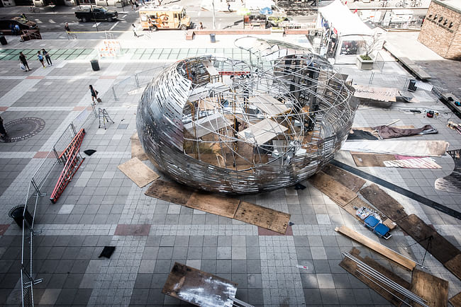 Orbit Pavilion at the May 2015 World Science Festival at New York University, designed by Jason Klimoski, StudioKCA, with sound composition by Shane Myrbeck and creative strategy by NASA JPL. Photo courtesy NASA/JPL-Caltech