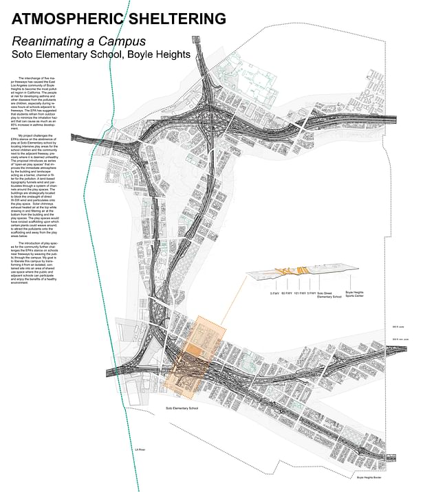 Map of Boyle Heights and its freeway system