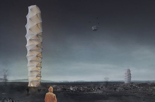 2018 Skyscraper Competition 1st place winner: “Skyshelter.zip: Foldable Skyscraper for Disaster Zones​” by Damian Granosik, Jakub Kulisa, Piotr Pańczyk | Poland​.