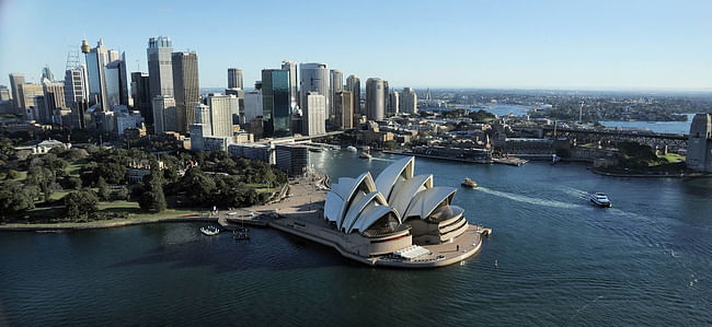 Sydney Opera House in its Sydney Harbour setting. Photo by Jack Atley, courtesy of Sydney Opera House Trust