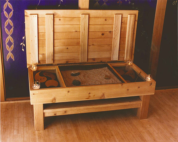 Meditation Bench with storage top open