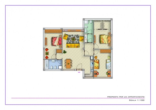 100sqm apartment furnished plan