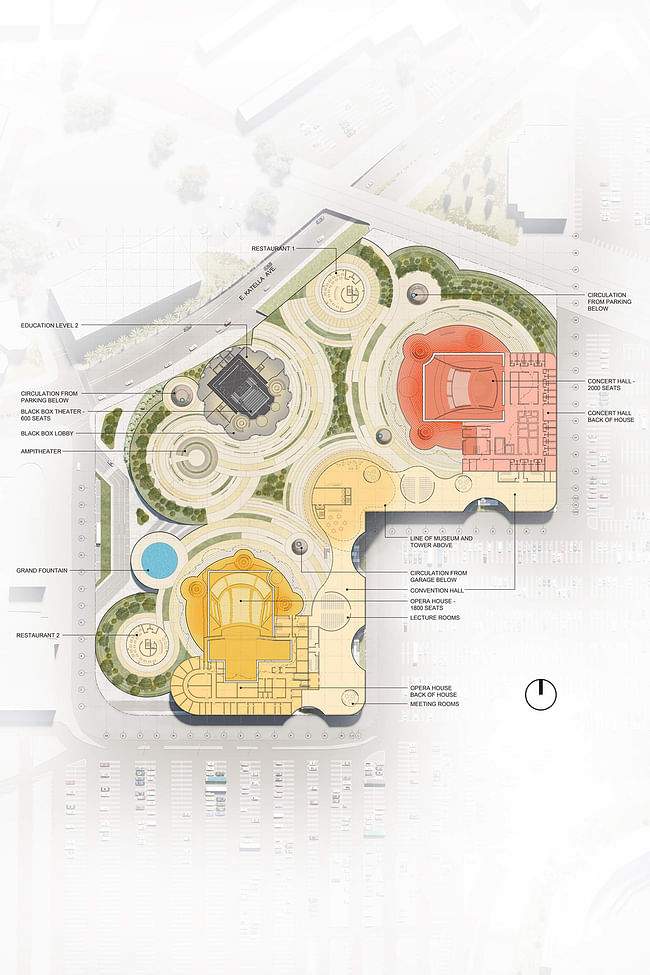 Plaza plan - The Anaheim Performing Arts Center in Anaheim, California by SPF:a. Image courtesy of SPF:a.