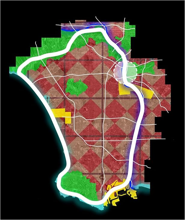 Diagram: 'The Five Ecologies of Los Angeles' + peripheral public space network