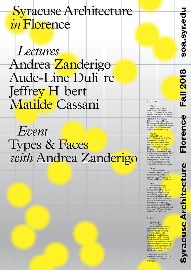 Syracuse Architecture - Florence Lecture Series. Poster design: Common Name.