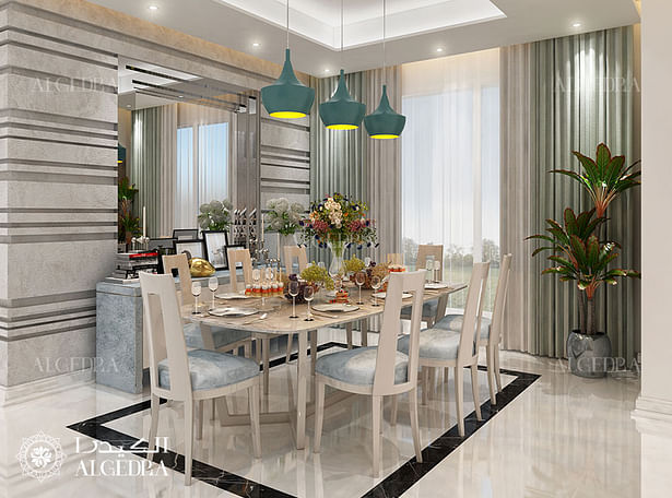 Dining room design of small villa in Bahrain