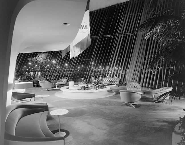 Inside Eero Saarinen's TWA Flight Center. Photo by Ezra Stoller.