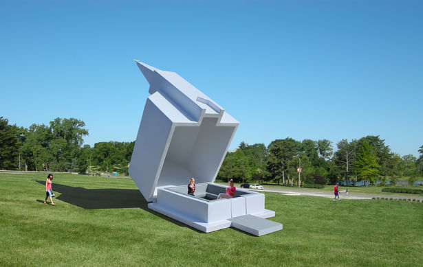 The Church Picnic Pavilion, as a sculpture, outdoor sculpture, and/or photomontage.