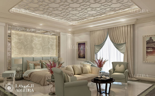 Modern bedroom design in luxury Abu Dhabi villa