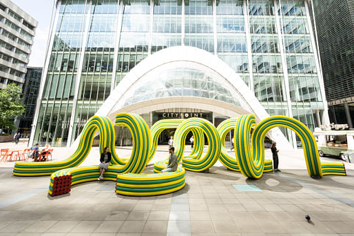 “Squiggle” by NEON was constructed as part of the London Festival of Architecture. It's made of flexible ducting. Image: NEON