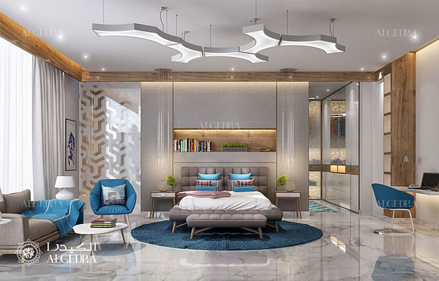 Bedroom design of contemporary style luxury villa 