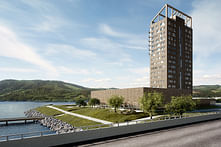 The world's tallest timber tower structurally tops out in Norway