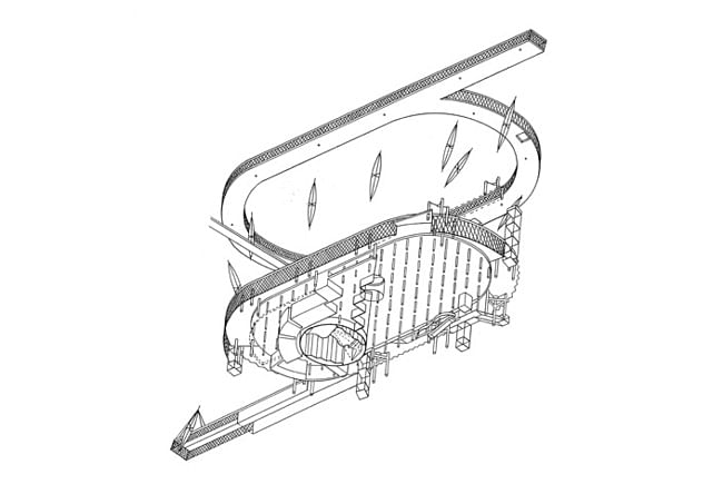 drawing for the National Library of France by Bernard Tschumi