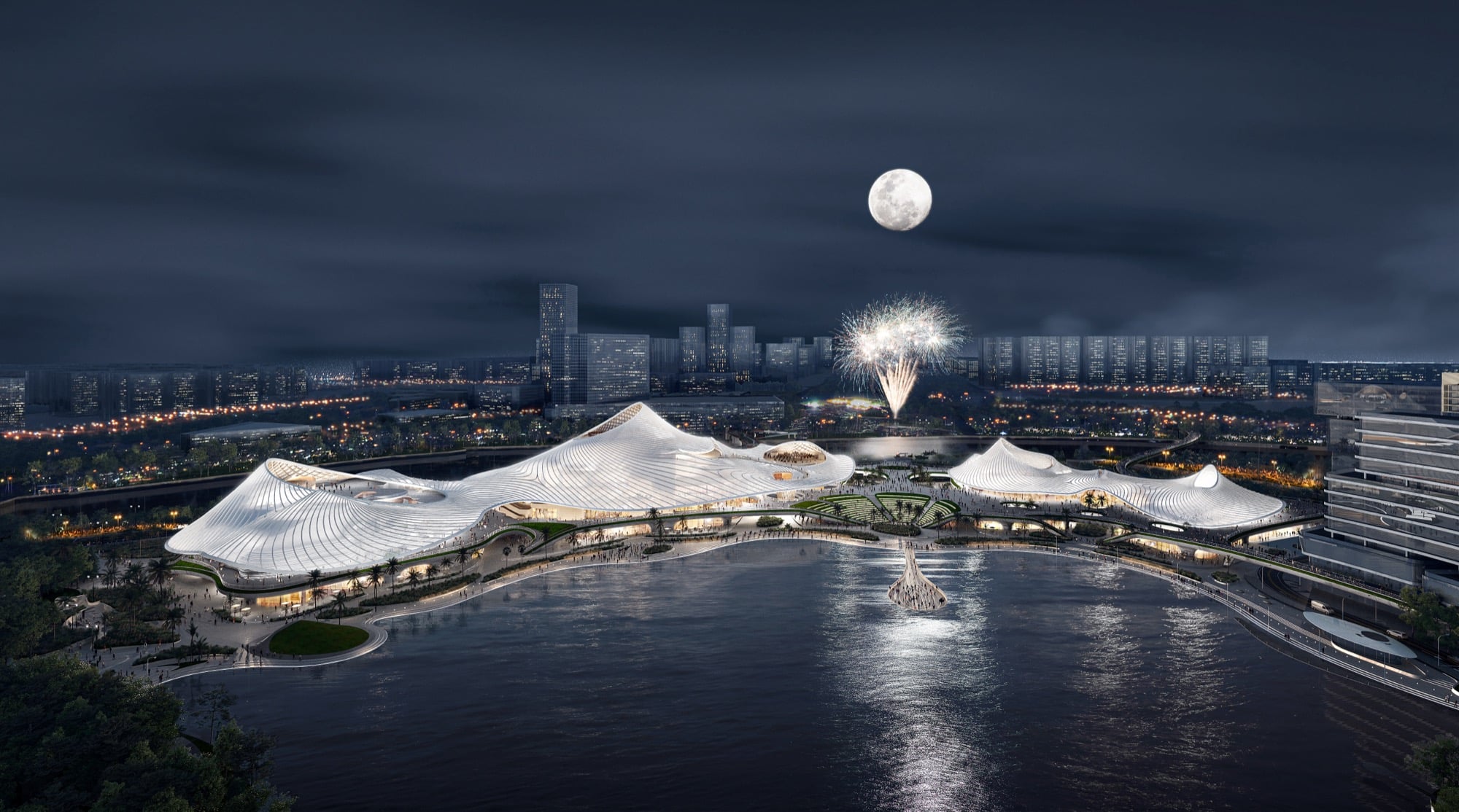 MAD designs Chinese waterfront arts center as a ‘gentle ripple by the ...