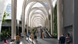 Taking cues from the arched glass roof that covers the internal shopping malls, Make has designed an innovative, 15m-high arched passageway created from a diagrid of beautifully detailed Italian larch glulam. 