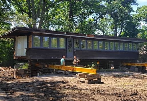 Ready to roll: the FLW-designed Booth Cottage in Glencoe, IL will be moved to a new location. Photo: Glencoe Historical Society/Instagram.