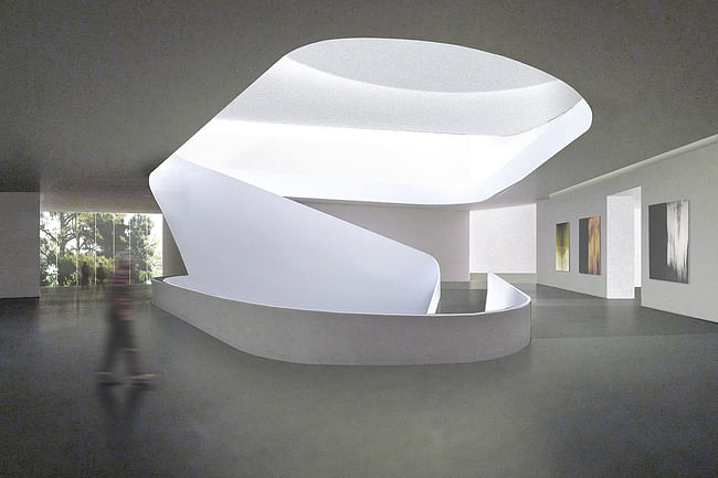 The Nancy and Rich Kinder Building second floor, Forum Gallery. Courtesy of Steven Holl Architects 