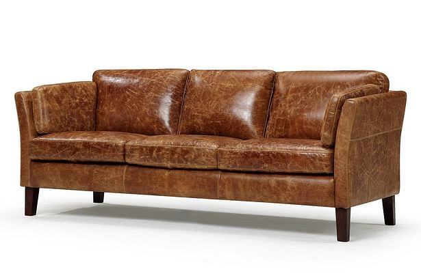 Kent & Ross Vintage 1960 Scandinavian Leather Sofa