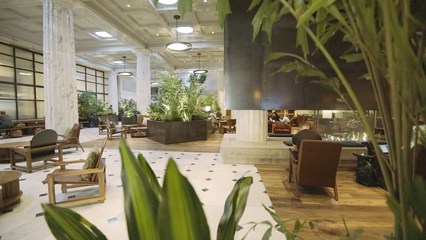 The Hotel Emery, Autograph Collection lobby with Solatube Tubular Daylighting Devices creates a biophilic connection (connection to nature).
