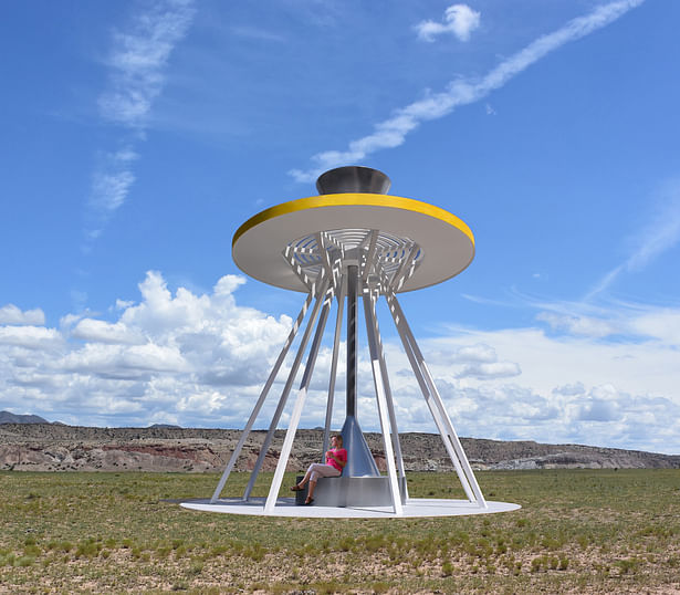 The Solar Wind Tower that makes electricity from the sun and collects and stores rainwater for the local community.