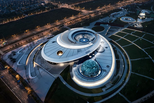 Aerial shot of Ennead's new Shanghai Astronomy Museum. Photo: ArchExists.