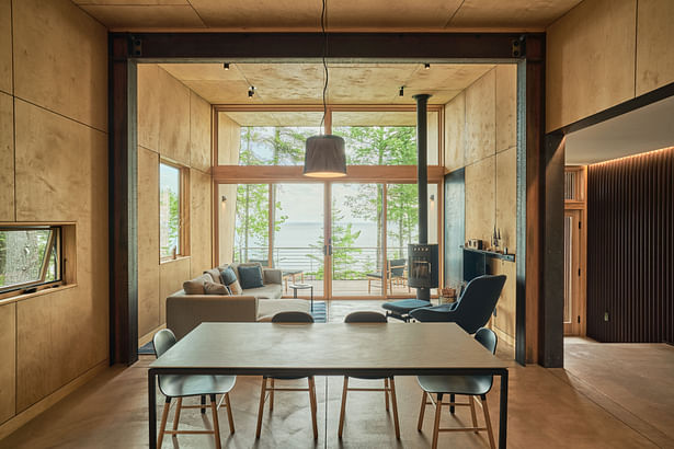 Copper Harbor is low maintenance in its material palette of mostly steel, glass, and veneer plywood. Photos by Kes Efstathiou