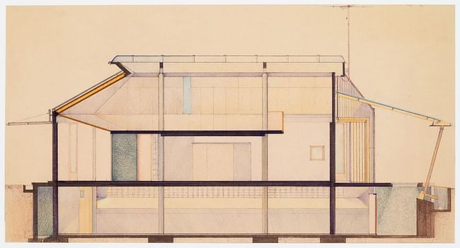 Longitudinal section for Casa Ferrario © Umberto Riva via Canadian Centre for Architecture, Montréal
